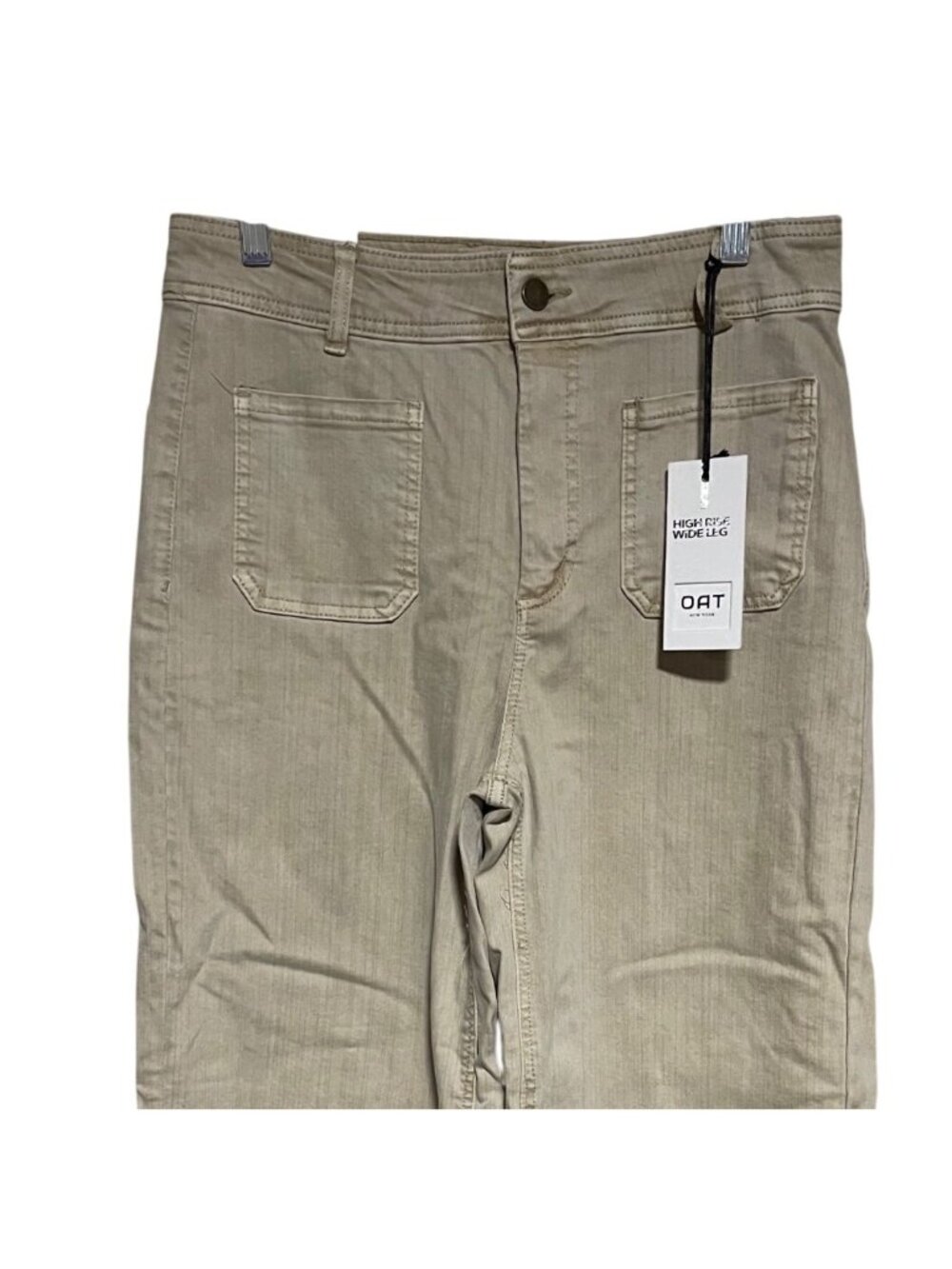 OAT New York High-Rise Wide-Leg Utility Pants Beige Denim Jeans Womens 10/30 - Picture 5 of 10